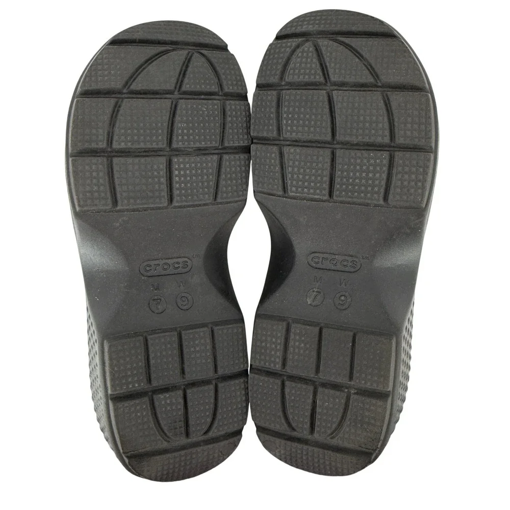 Crocs Stomp Leopard Loafer Clog Black Women 9 Platform Chunky Y2K Slip On Funky